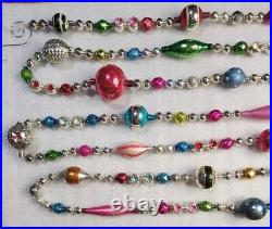 Xlg Indents Vtg Mercury Glass Christmas Tree Garland 10' Old Beads